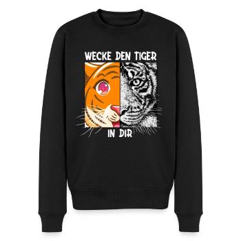 Wecke Den Tiger In Dir Wildkatze Raubkatze - Männer Premium Bio Pullover - Schwarz - Vorne - Nico (187cm)