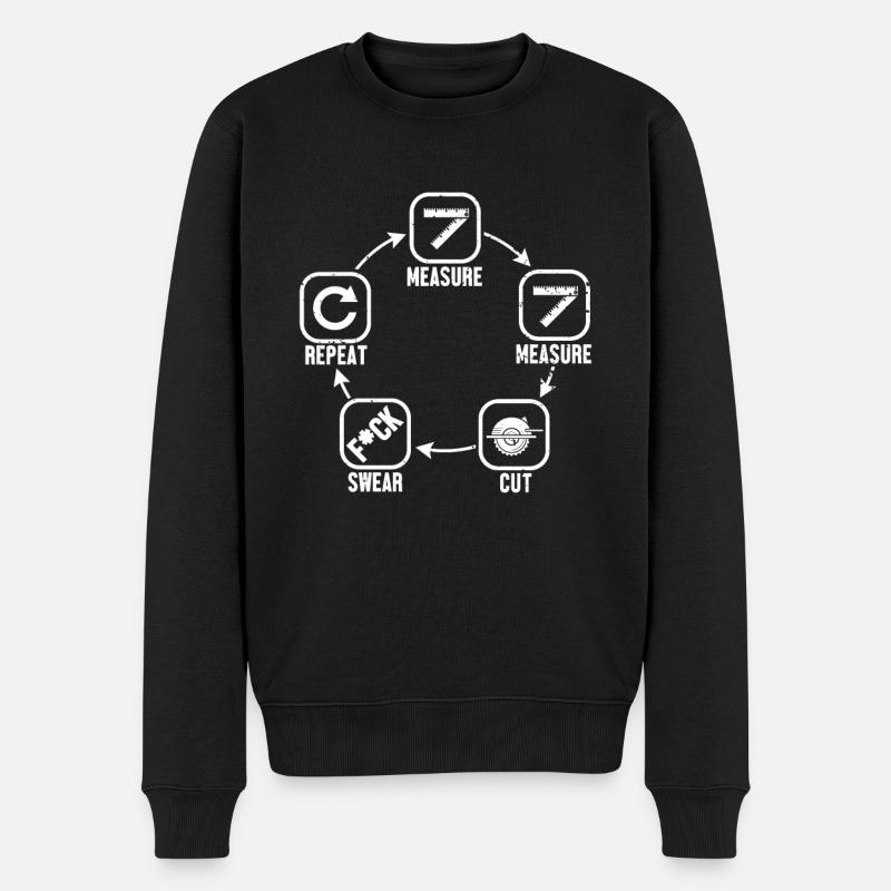 Measure Cut Swear Repeat Tischler Holztechniker - Männer Premium Bio Pullover - Schwarz