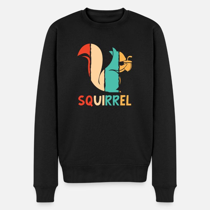 Écureuil gris rétro Fox Squirrel - Pull Premium bio Homme - noir
