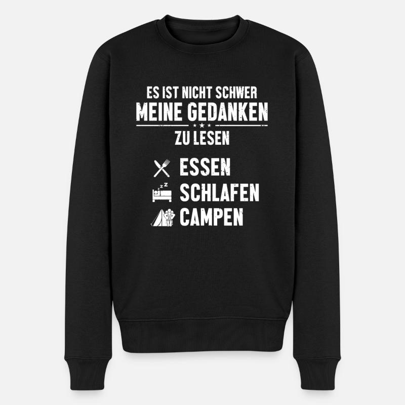 Essen Schlafen Camping Campingplatz Zelten - Männer Premium Bio Pullover - Schwarz