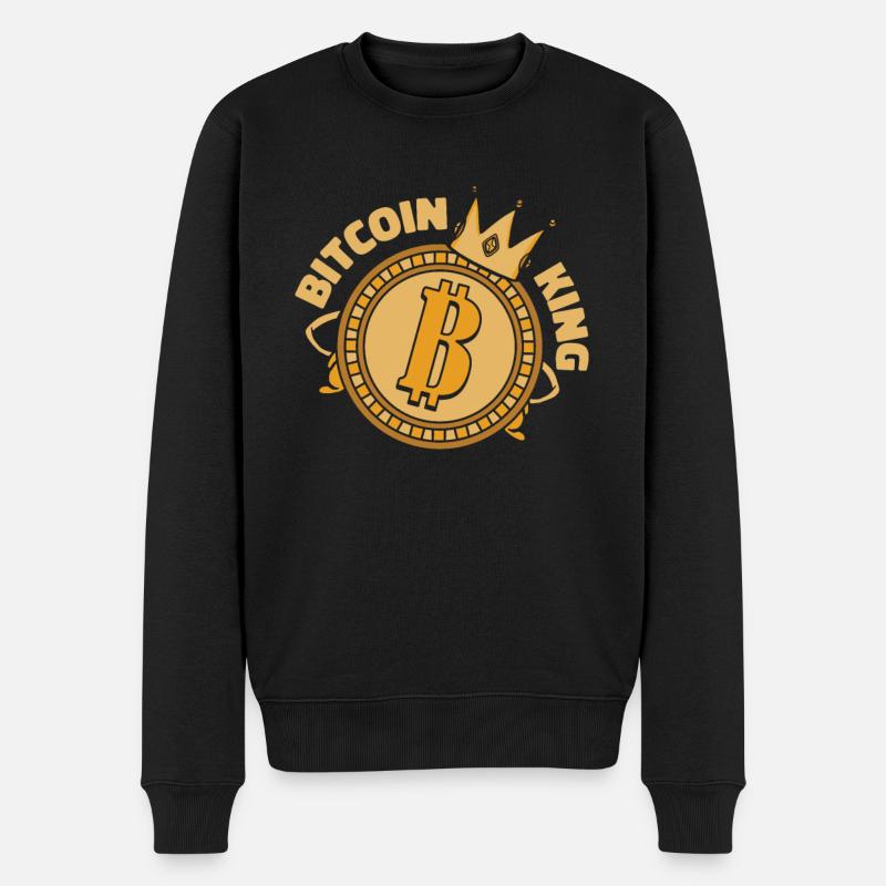 Bitcoin King Cryptocurrency Blockchain Crypto - Men's Premium Organic Jumper - black