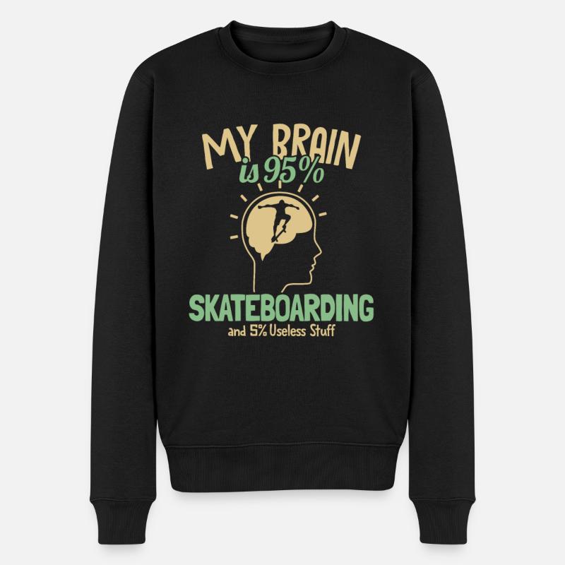 My Brain is 95% Skateboarding Skaterboy Skatepark - Männer Premium Bio Pullover - Schwarz