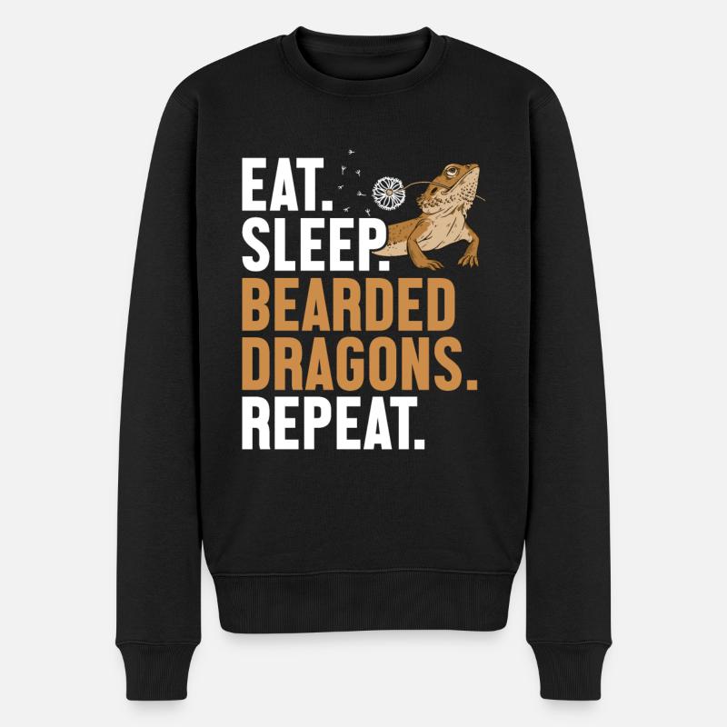 Eat Sleep Bartagamen Wiederholung Pogona Haustier - Männer Premium Bio Pullover - Schwarz