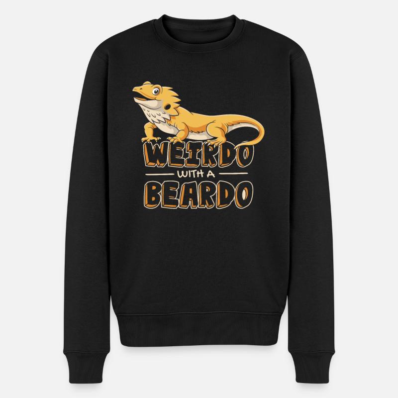 Weirdo avec un propriétaire d’animal de compagnie lézard Beardo Pogona - Pull Premium bio Homme - noir
