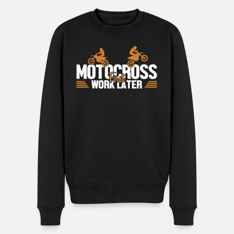 Motocross erste Arbeit später Supermoto Motorrad - Männer Premium Bio Pullover - Schwarz