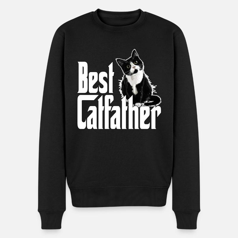 Cat Dad Best Catfather Ever Crazy Cat Father Kitty - Männer Premium Bio Pullover - Schwarz