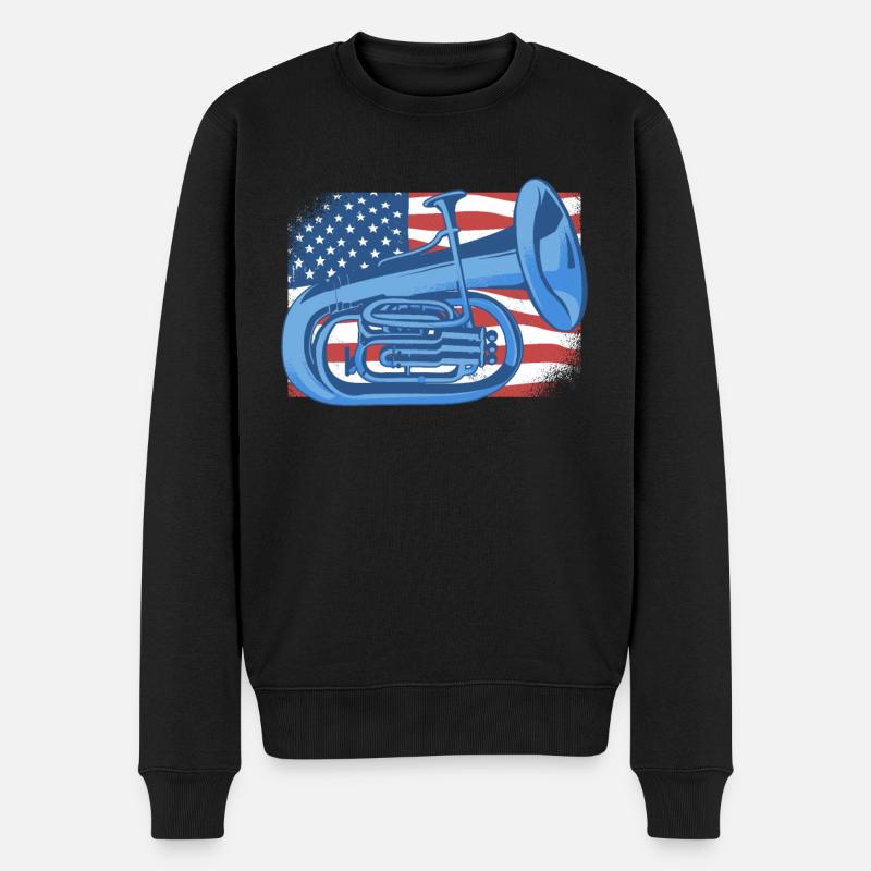 Euphonium Amerikanische Flagge Instrument Euphonist - Männer Premium Bio Pullover - Schwarz