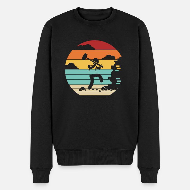 Retro Heimwerker Hauszerstörer Experten Haus - Männer Premium Bio Pullover - Schwarz