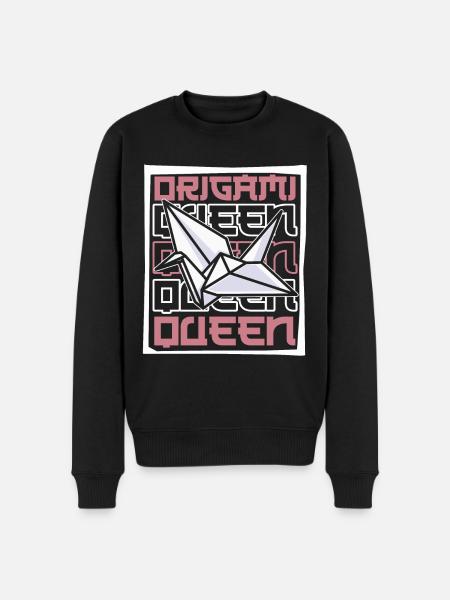 Origami dronning folde ugle papir trane mester - Økologisk premium-sweatshirt til mænd - sort