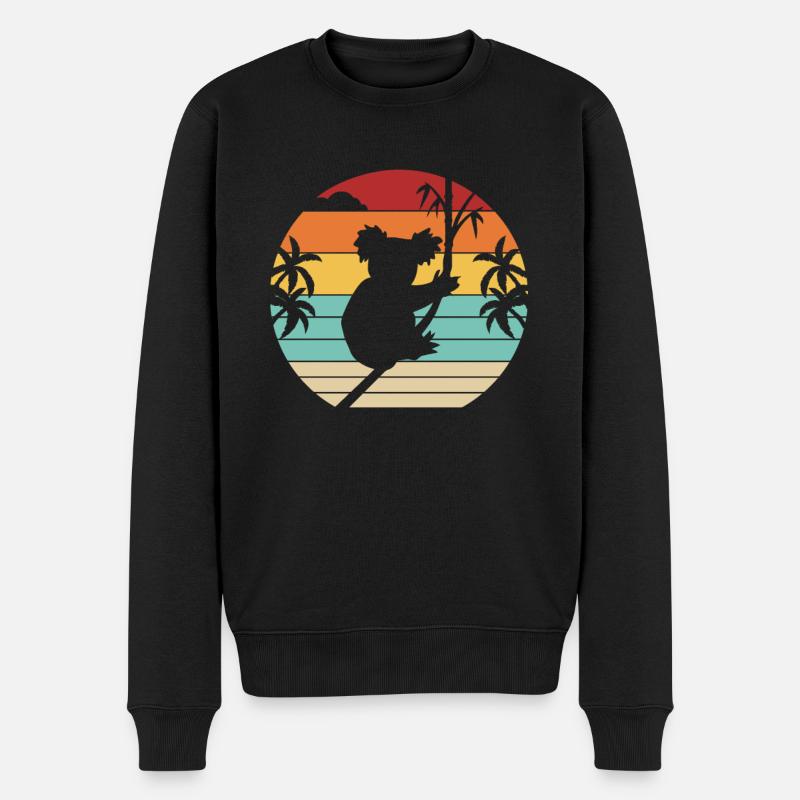 Retro Koalabär Phascolarctos Cinereus Eukalyptus - Männer Premium Bio Pullover - Schwarz