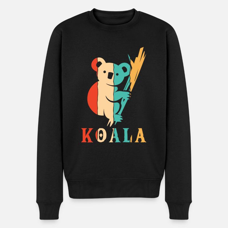Rétro Koalabear Phascolarctos Cinereus Eucalyptus - Pull Premium bio Homme - noir
