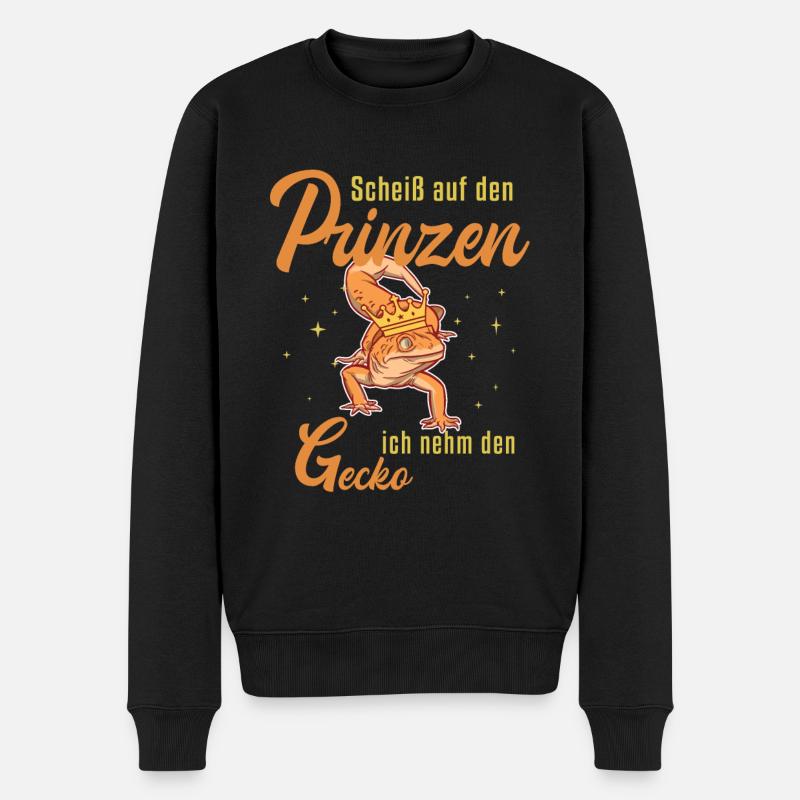 Ich nehm den Gecko Lizard Gekkota Crested Leopard - Männer Premium Bio Pullover - Schwarz
