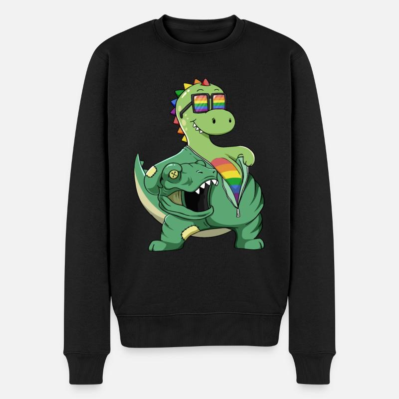 Süßer Dino T-rex Kostüm LGBTQ LGBT LGBTQ+ Pride - Männer Premium Bio Pullover - Schwarz