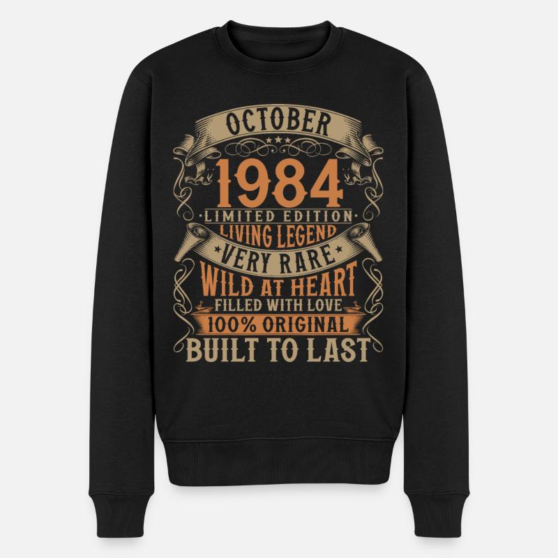 Oktober 1984 Jahrgang geboren Geburtstag Geschenk - Männer Premium Bio Pullover - Schwarz