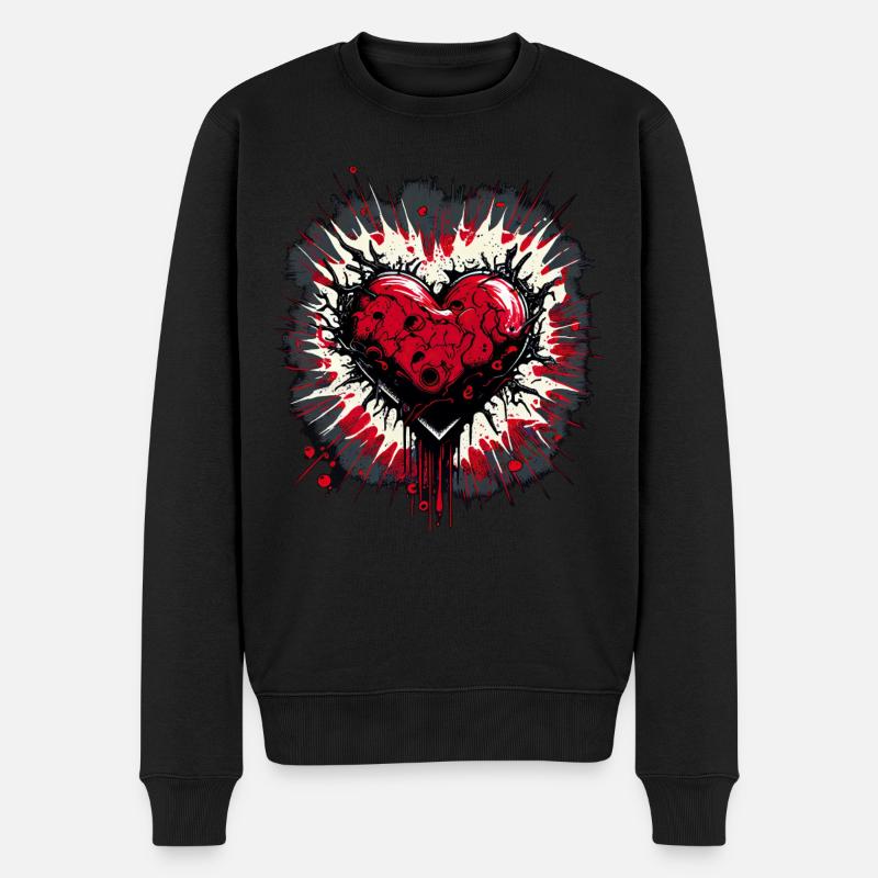 Mein Herz - Männer Premium Bio Pullover - Schwarz