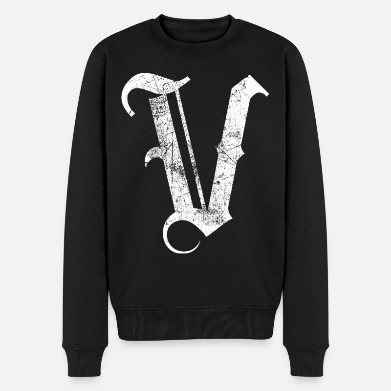 Tshirt alphabet initial V - Pull Premium bio Homme - noir