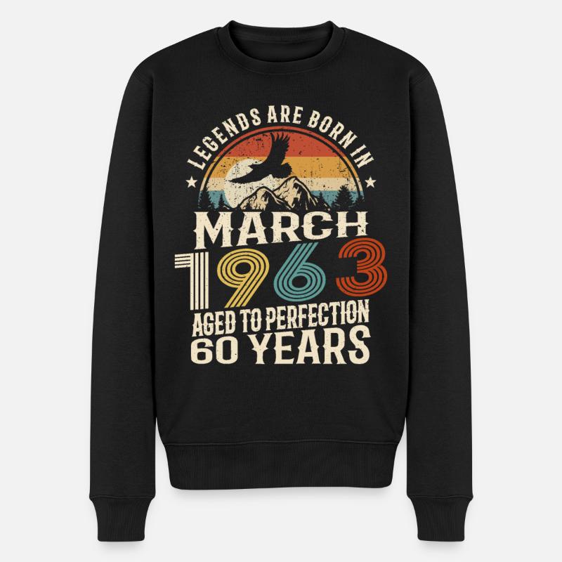 März 1963 - 60 Jahre alt - 60. Geburtstag - Männer Premium Bio Pullover - Schwarz