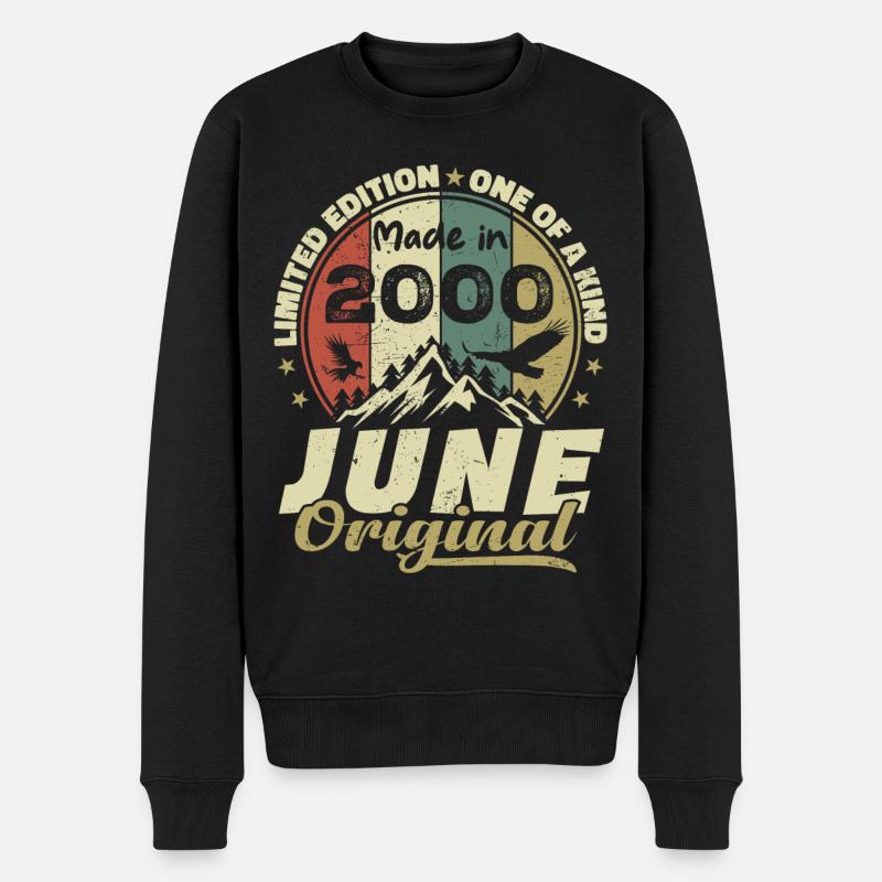 Juni 2000 Geburtstagsgeschenk Juni 2000 Juni 2000 - Männer Premium Bio Pullover - Schwarz