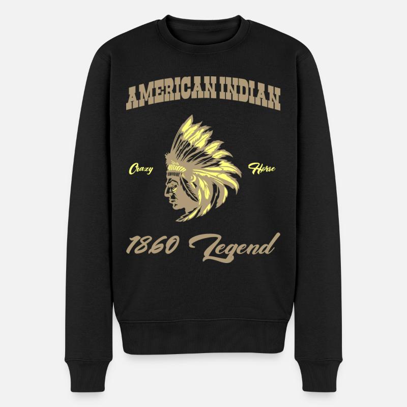 Indianische Legende - Männer Premium Bio Pullover - Schwarz