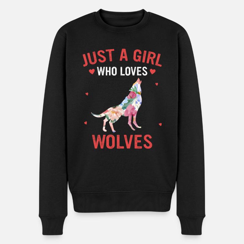 Loup Loups Animal Hurlement - Pull Premium bio Homme - noir