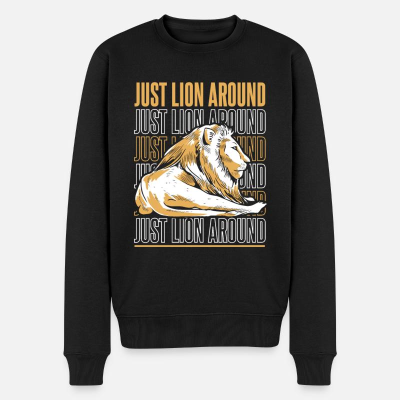 Löwe Löwen Tier Afrika - Männer Premium Bio Pullover - Schwarz