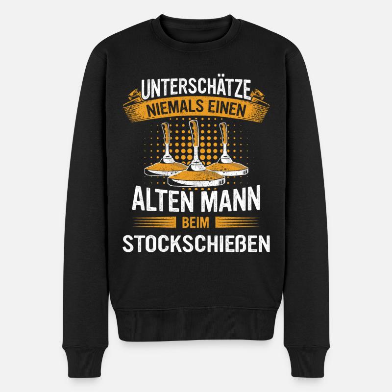 Stockschießen Eisstockschießen Eisstock - Männer Premium Bio Pullover - Schwarz