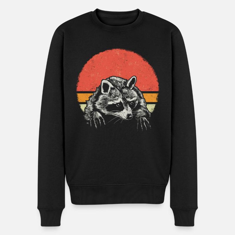 Waschbär - Männer Premium Bio Pullover - Schwarz