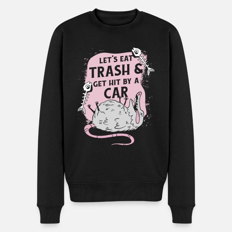 Opossum Possum Tier - Männer Premium Bio Pullover - Schwarz