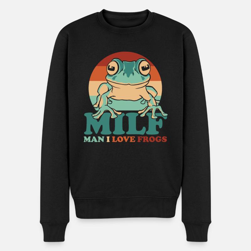 Frosch Kröte - Männer Premium Bio Pullover - Schwarz