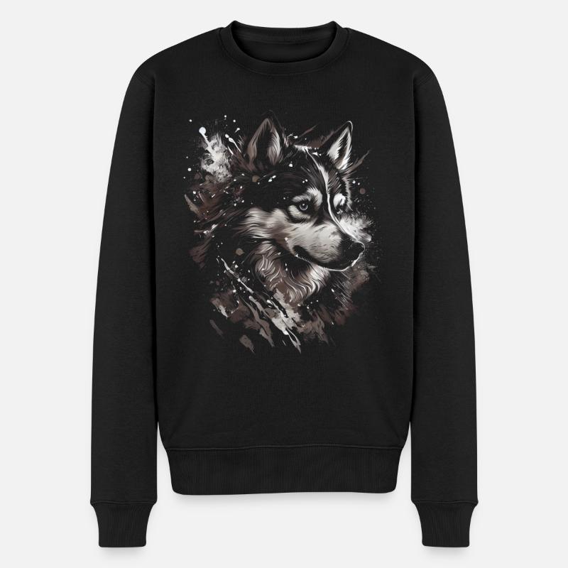 Siberian Husky Hund - Männer Premium Bio Pullover - Schwarz