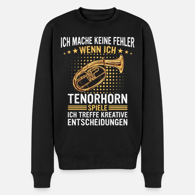 Tenorhorn Tenorhornist Horn Instrument - Männer Premium Bio Pullover - Schwarz