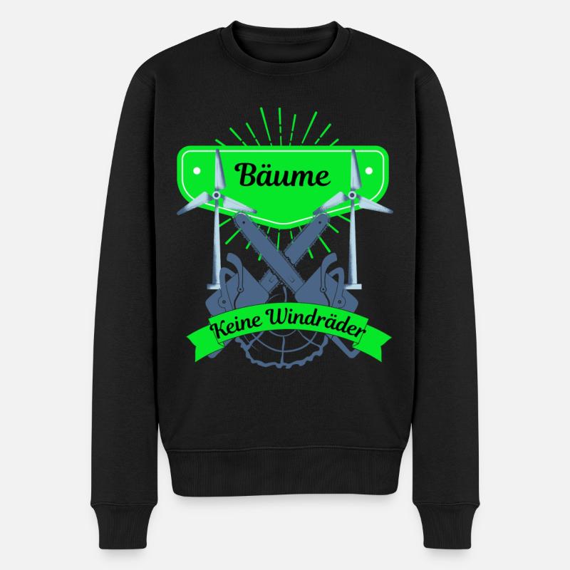 Bäume und keine Windräder - Männer Premium Bio Pullover - Schwarz
