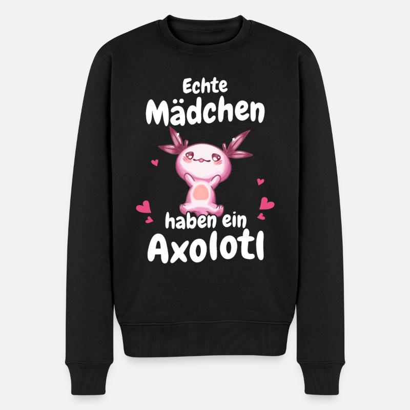 Axolotl Schwanzlurch Axolotls - Männer Premium Bio Pullover - Schwarz