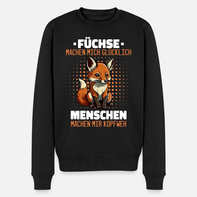 Fuchs Füchse Wildtier Waldtier Rotfuchs - Männer Premium Bio Pullover - Schwarz