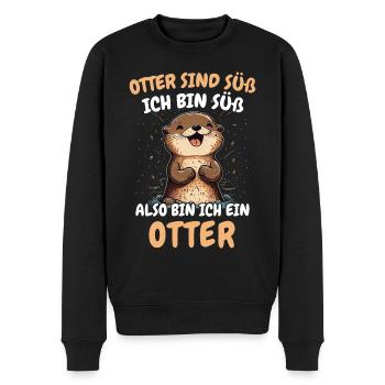 Otter Seeotter - Männer Premium Bio Pullover - Schwarz - Vorne - Nico (187cm)
