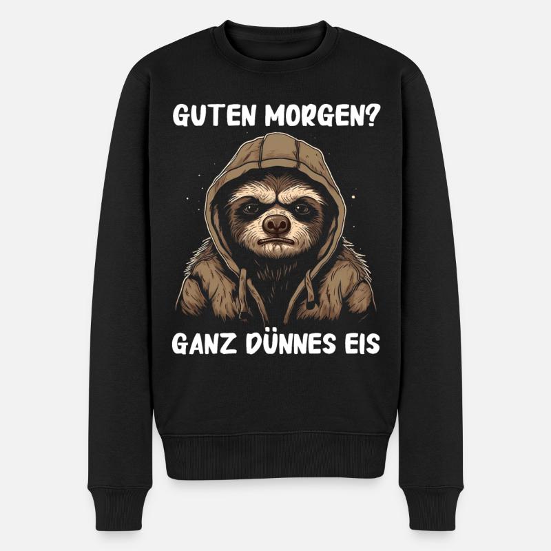 Faultier Faultiere Tier Schlafen Faul - Männer Premium Bio Pullover - Schwarz