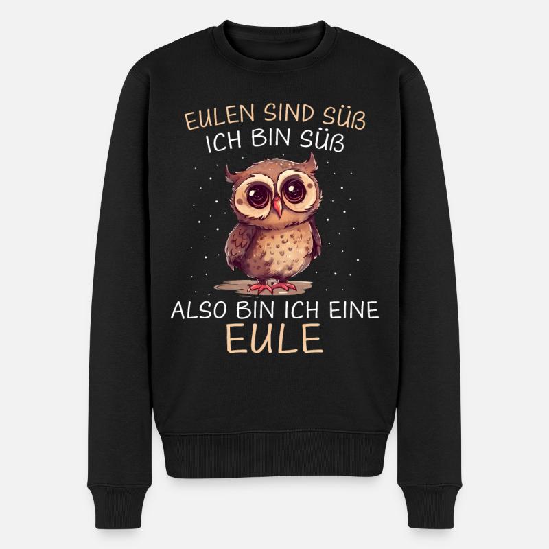 Nachteule Eule Eulen Vogel - Männer Premium Bio Pullover - Schwarz