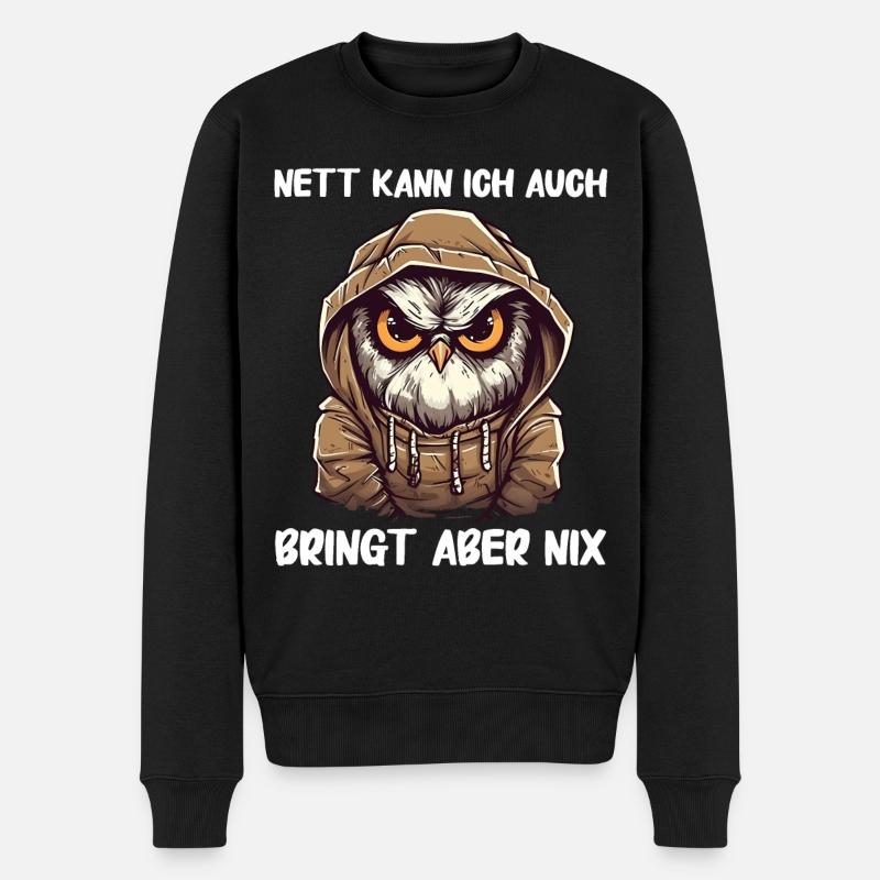 Nachteule Eule Eulen Vogel - Männer Premium Bio Pullover - Schwarz