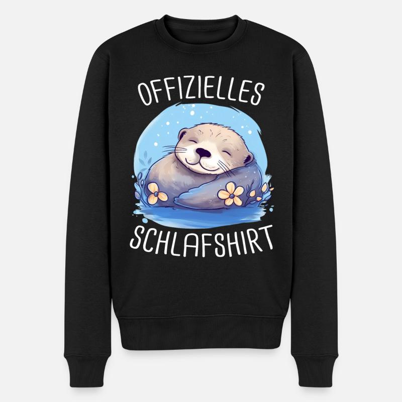 Otter Seeotter - Männer Premium Bio Pullover - Schwarz