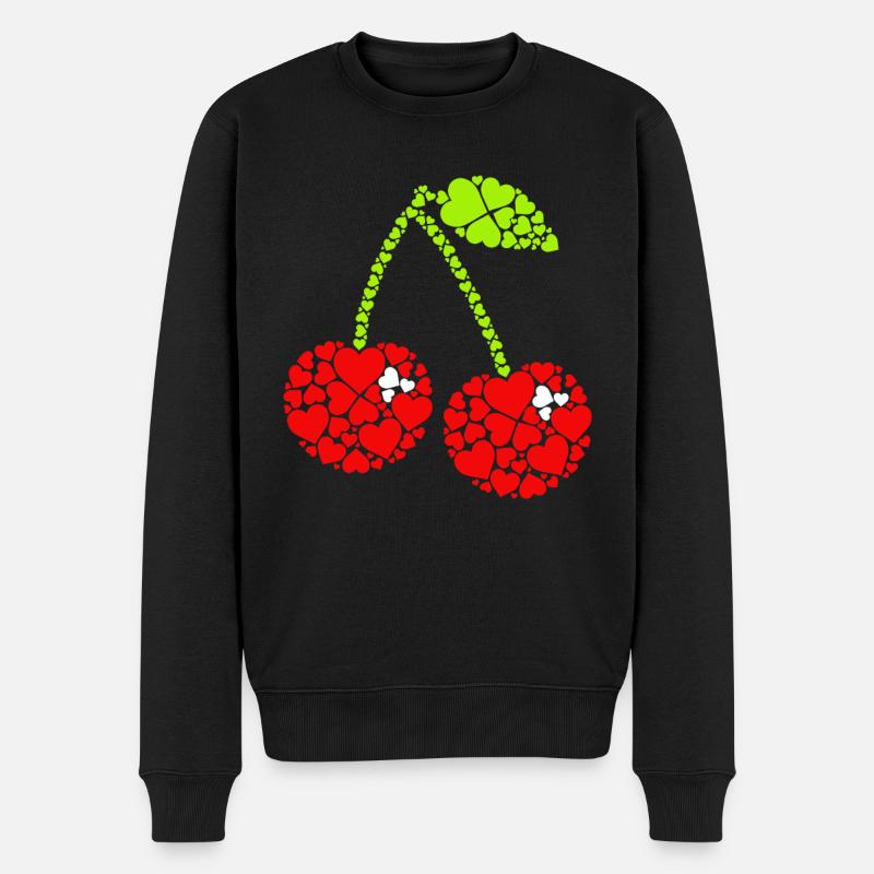 Kirsche Frucht Kirschen Cherry - Männer Premium Bio Pullover - Schwarz