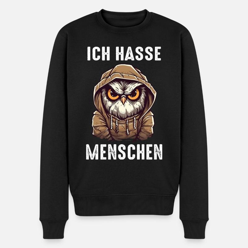 Nachteule Eule Eulen Vogel - Männer Premium Bio Pullover - Schwarz