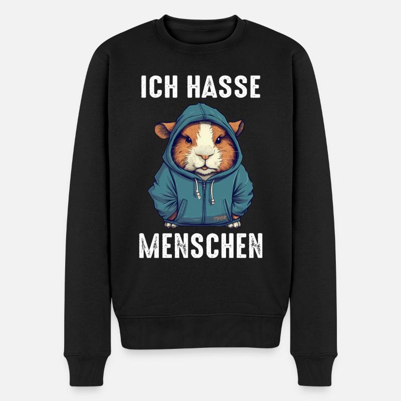 Meerschweinchen Kurzhaar Langhaar Crested - Männer Premium Bio Pullover - Schwarz