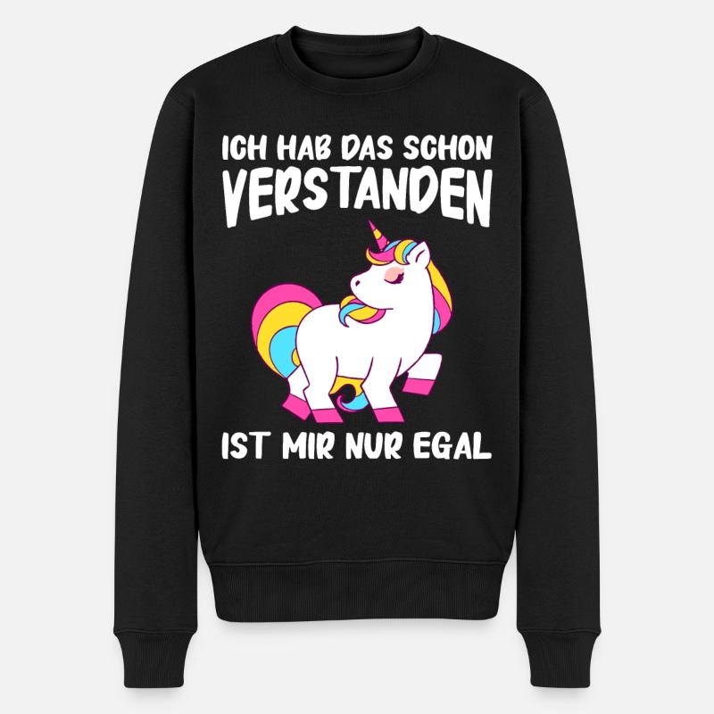 Einhorn Einhörner Fabelwesen Mystisch - Männer Premium Bio Pullover - Schwarz