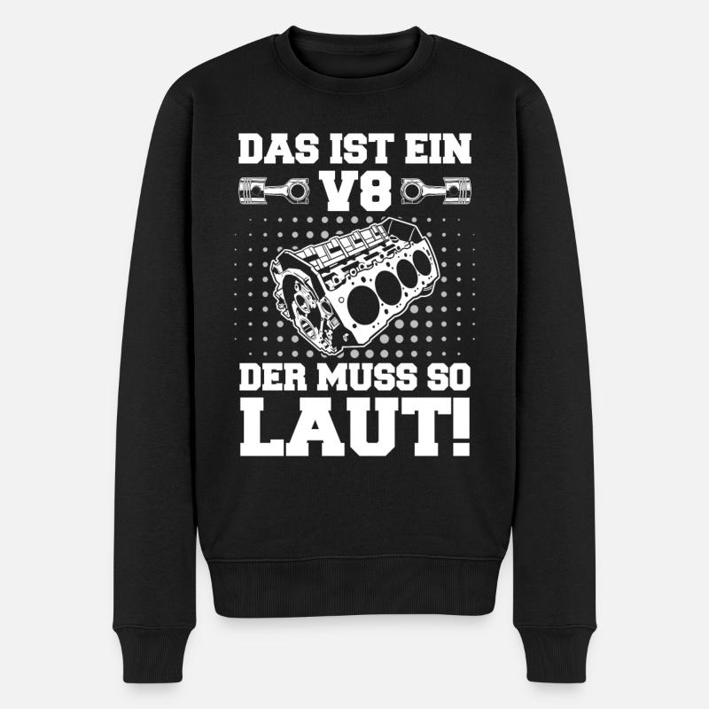 V8 Motor Acht Zylinder Hubraum Motor Tuning Tuner - Männer Premium Bio Pullover - Schwarz
