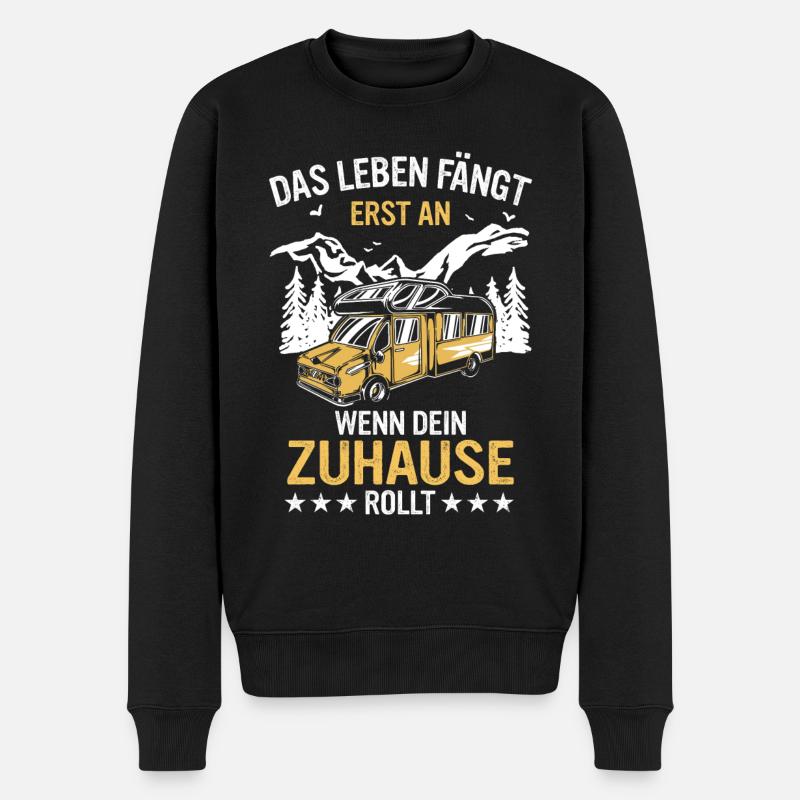 Camping Wohnwagen Camper - Männer Premium Bio Pullover - Schwarz
