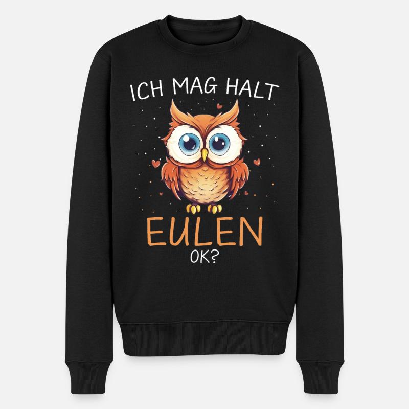 Nachteule Eule Eulen Vogel - Männer Premium Bio Pullover - Schwarz