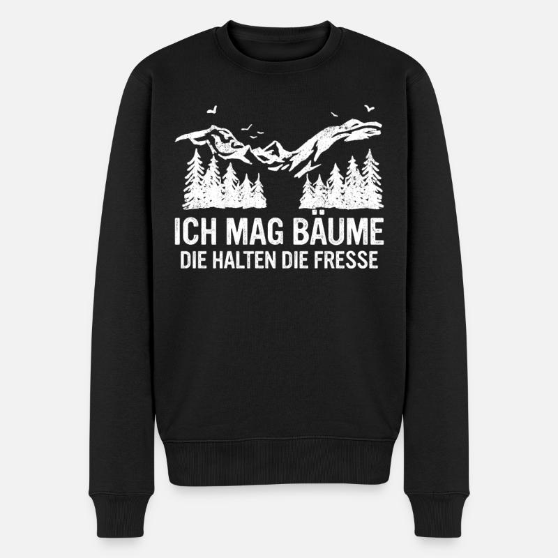 Baum Wald Bäume Natur Lustiger Spruch - Männer Premium Bio Pullover - Schwarz