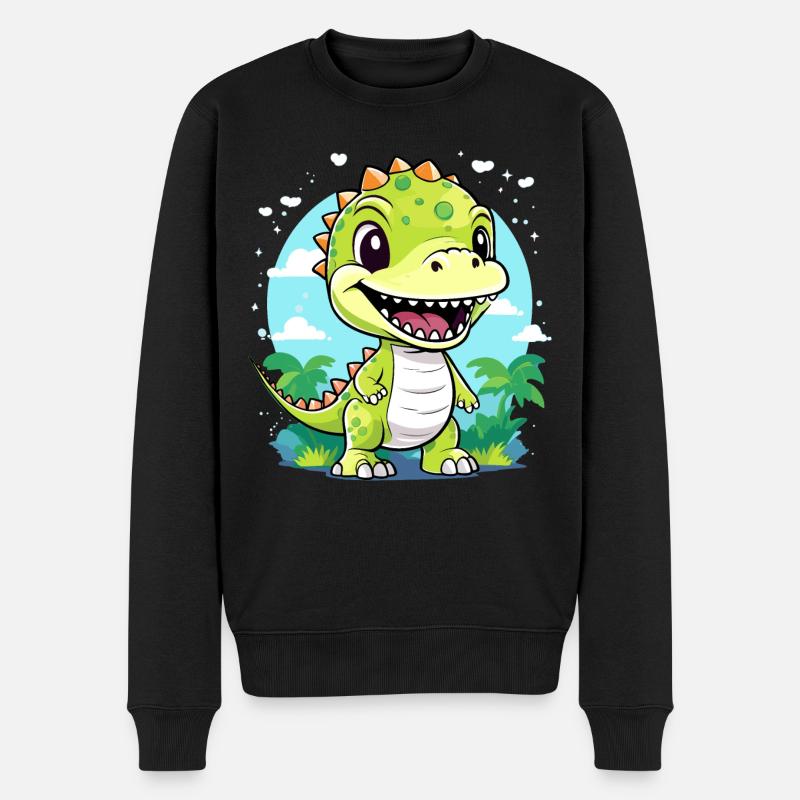 süßer Dinosaurier, Dino, kleiner T-Rex für Kinder - Männer Premium Bio Pullover - Schwarz