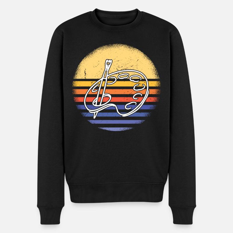 Painter Retro Sunset Painting - Männer Premium Bio Pullover - Schwarz