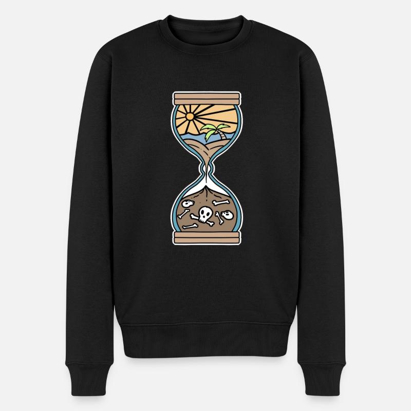 Leben Sinn Zeit Jahre Sanduhr Himmel Hölle Tattoo - Männer Premium Bio Pullover - Schwarz
